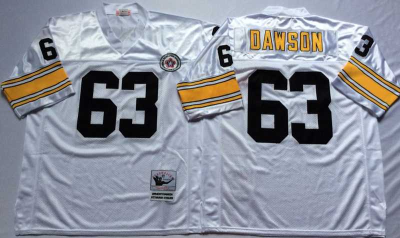 Steelers 63 Dermontti Dawson White M&N Throwback Jersey->nfl m&n throwback->NFL Jersey